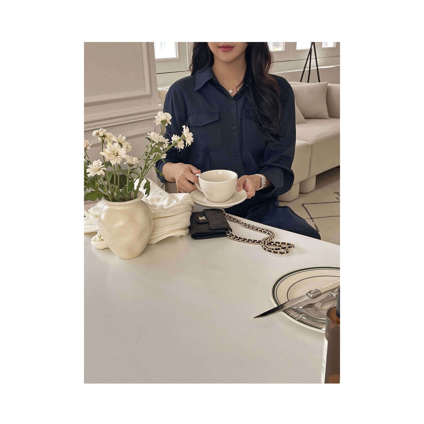 MUMMY.cc:修身孕婦企領襯衫連身裙