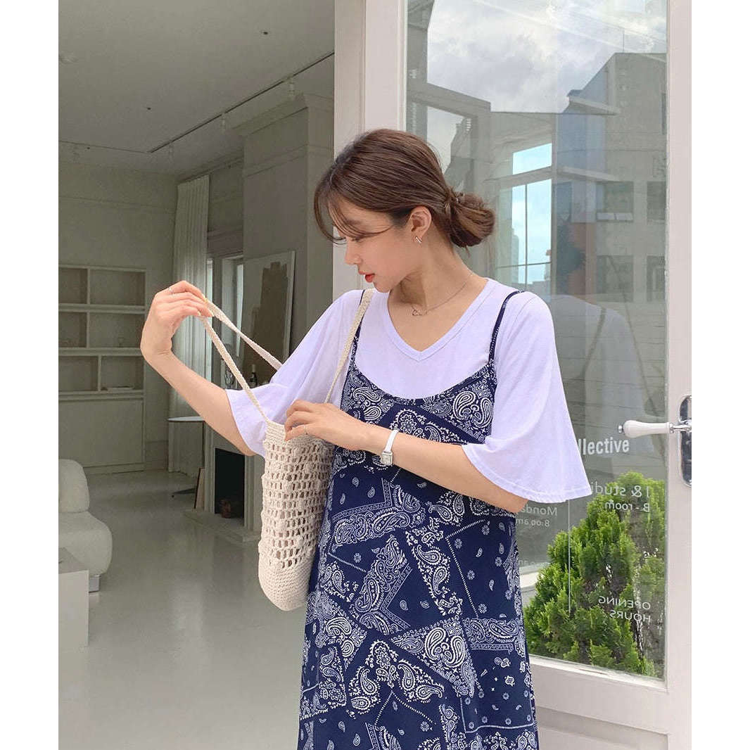 MUMMY.cc:孕婦民族風涼爽吊帶連身裙