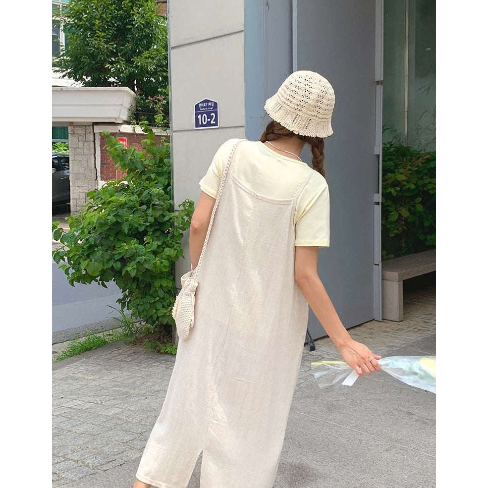 MUMMY.cc:夏日吊帶棉麻透氣連身裙