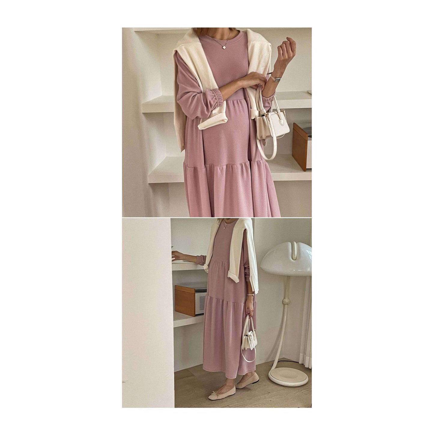MUMMY.cc:Maxi long sleeve layered dress