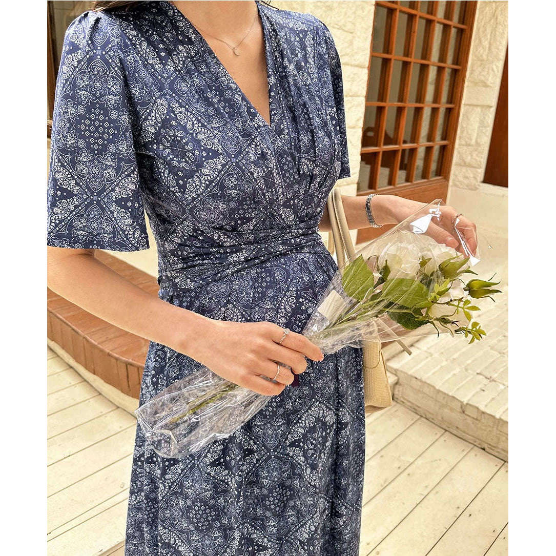 MUMMY.cc:孕婦民族風裹式綁帶連身裙