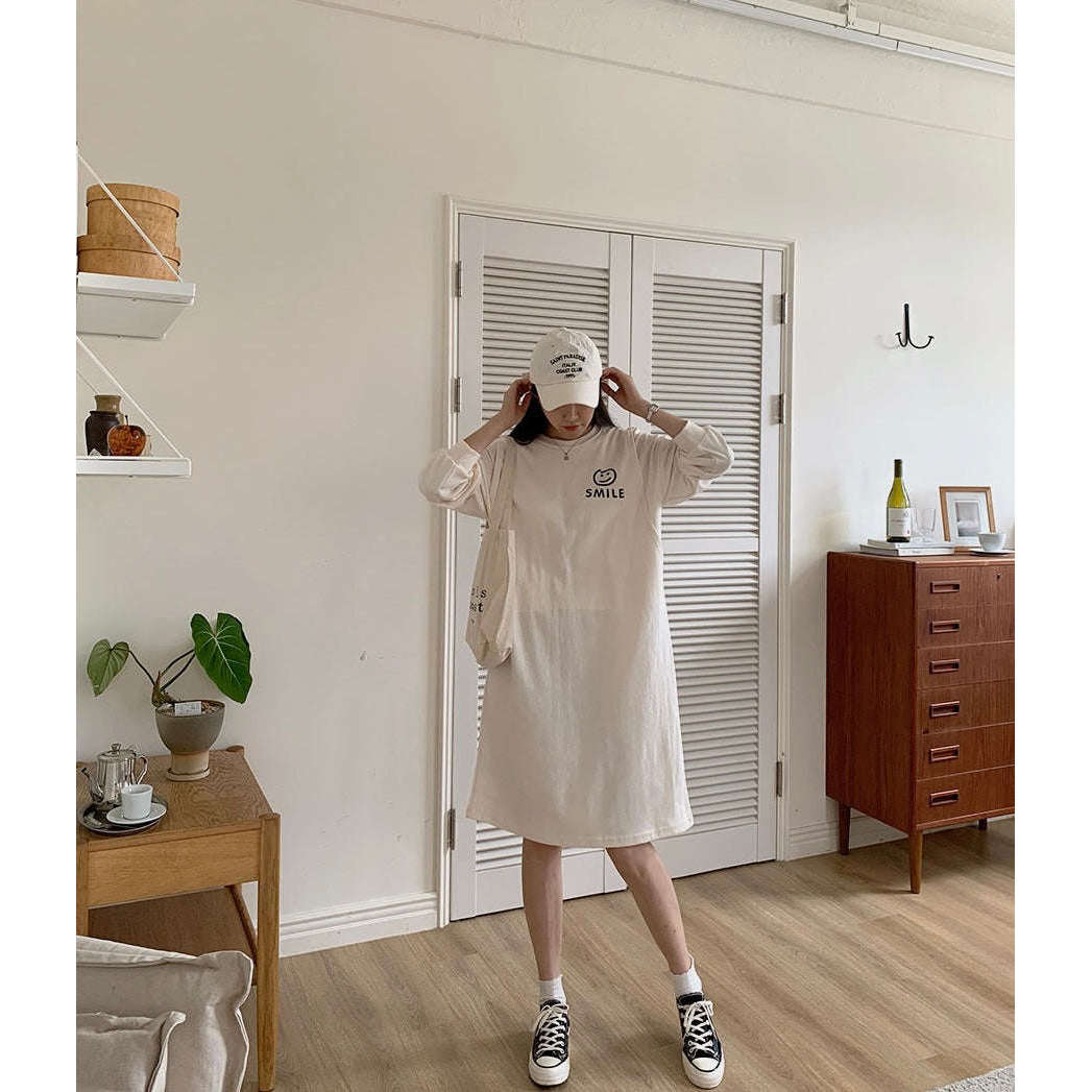 MUMMY.cc:長袖側開哺乳印圖連身裙