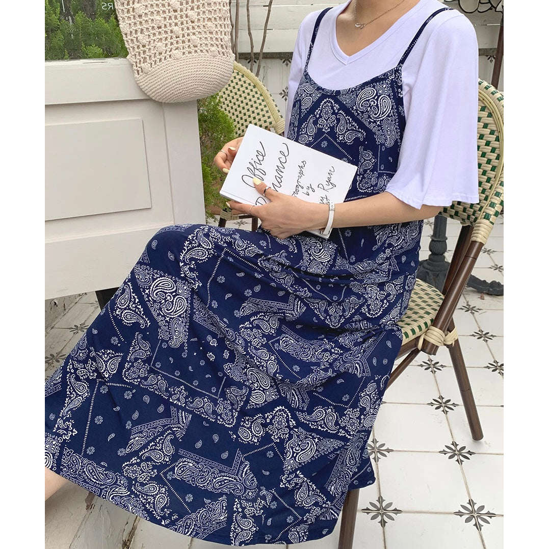 MUMMY.cc:孕婦民族風涼爽吊帶連身裙