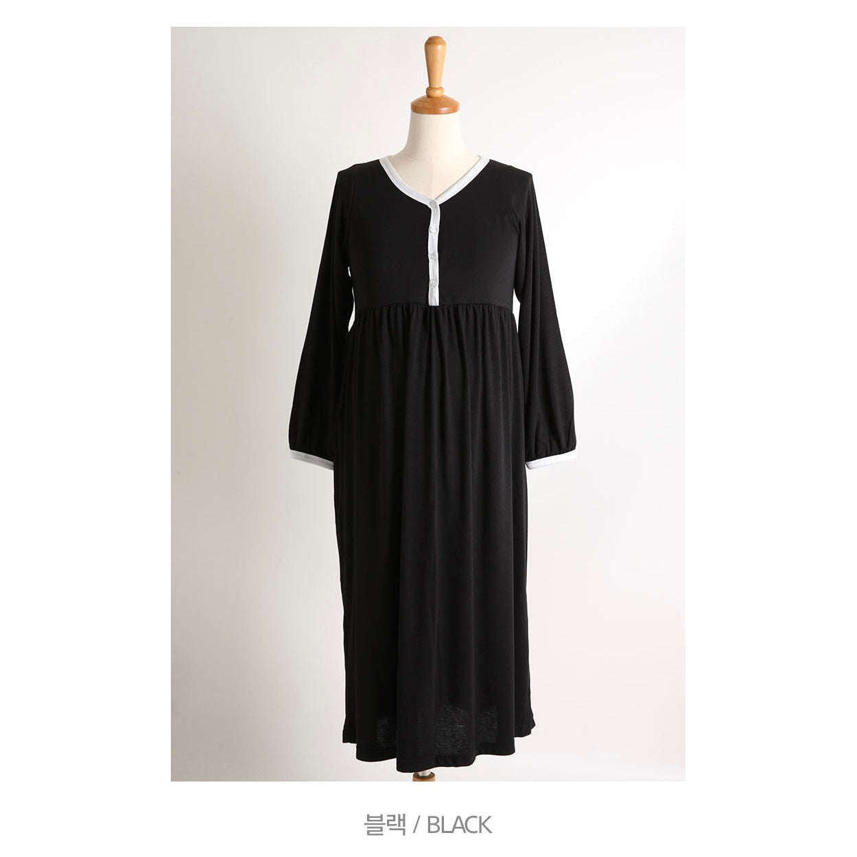 MUMMY.cc:家居柔軟長袖懷孕坐月哺乳裙