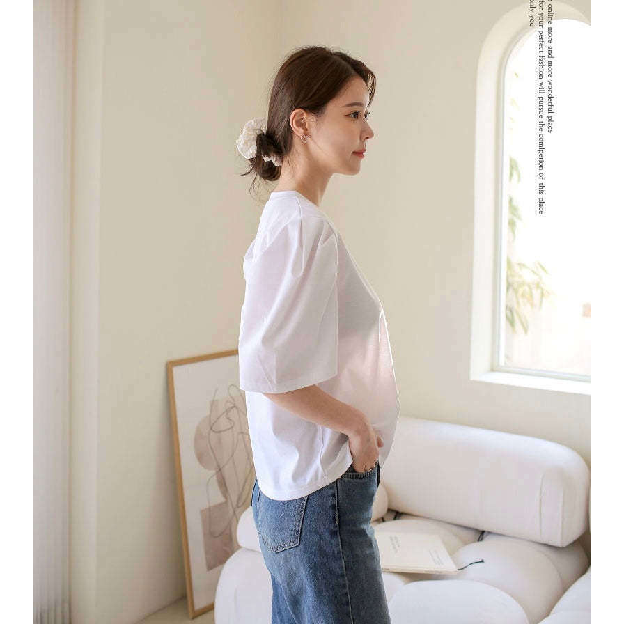 MUMMY.cc:夏款孕婦泡泡袖百搭上衣
