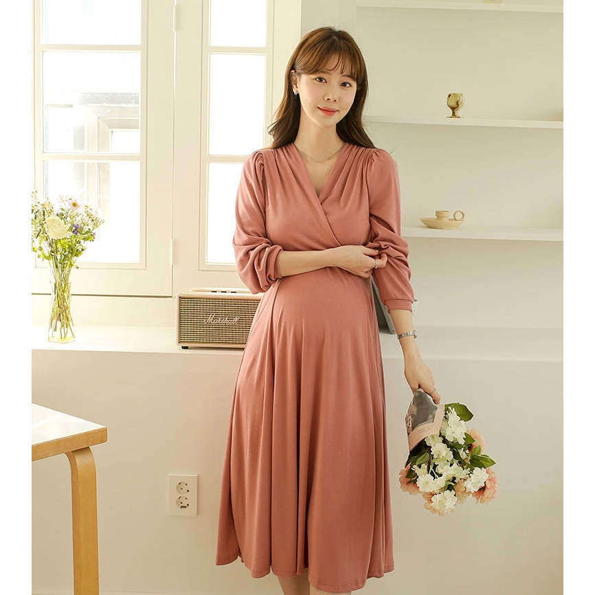 MUMMY.cc:包裹哺乳柔軟綁結孕婦連身裙