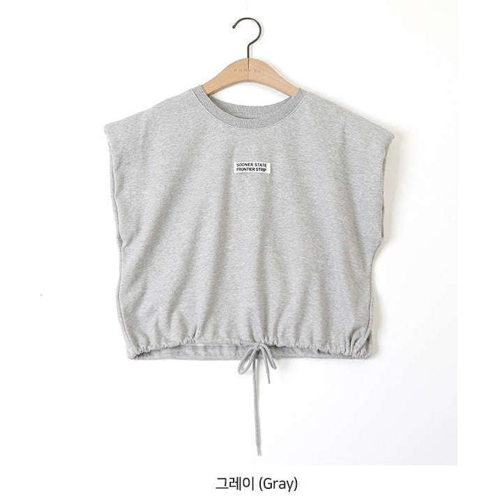 無袖抽繩墊肩休閒Tee