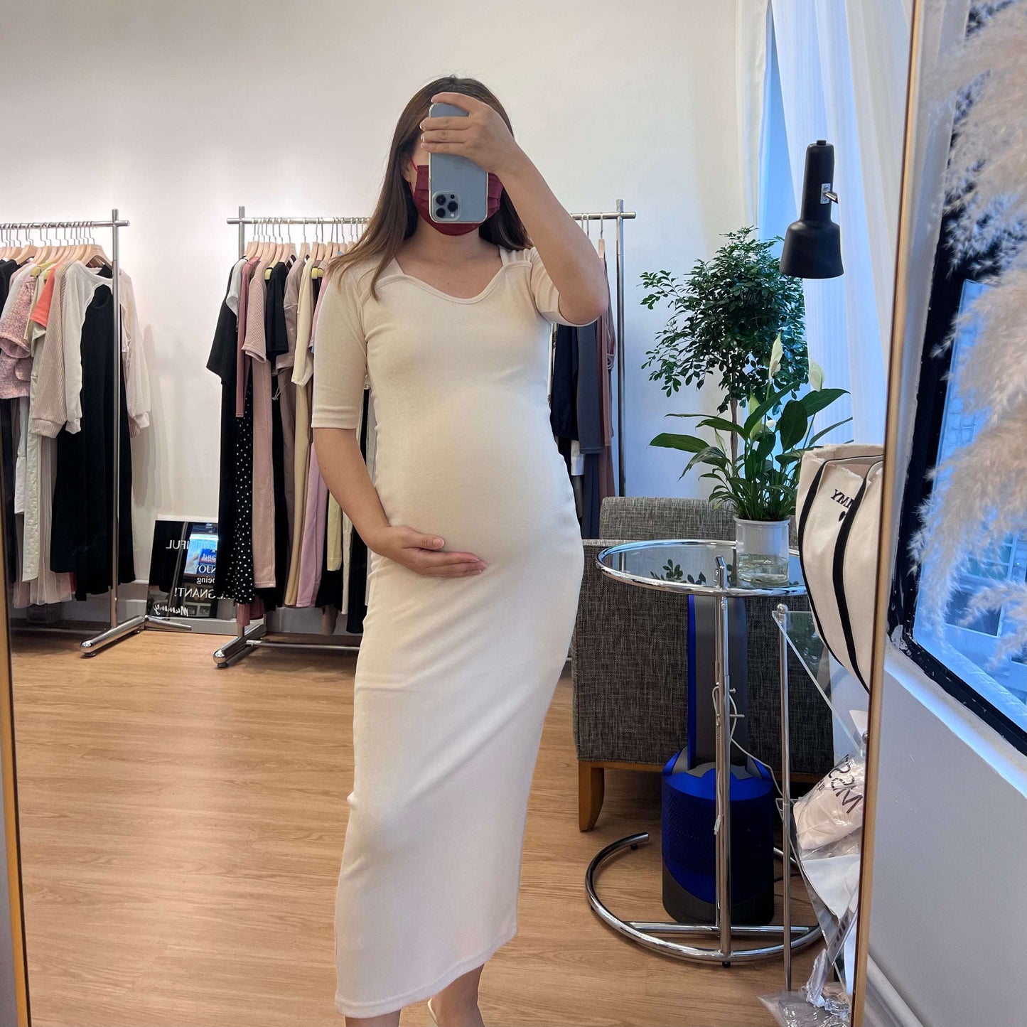 心領柔棉孕婦連身裙