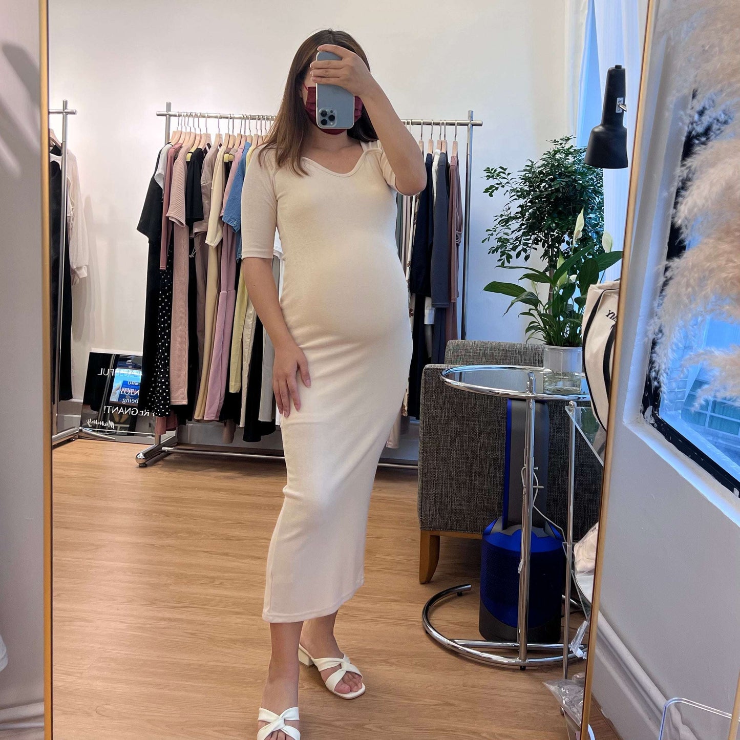 心領柔棉孕婦連身裙