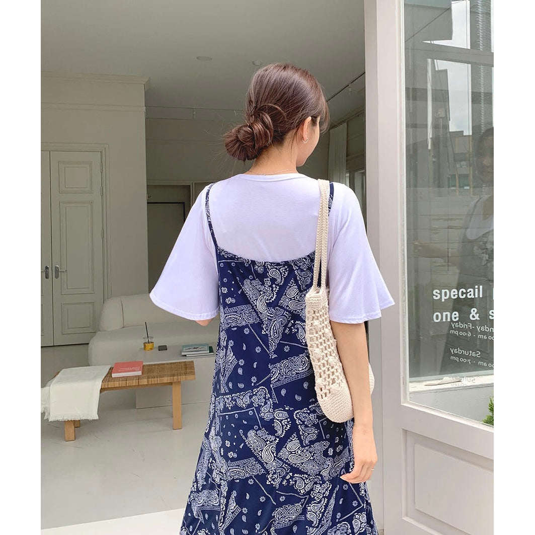 MUMMY.cc:孕婦民族風涼爽吊帶連身裙