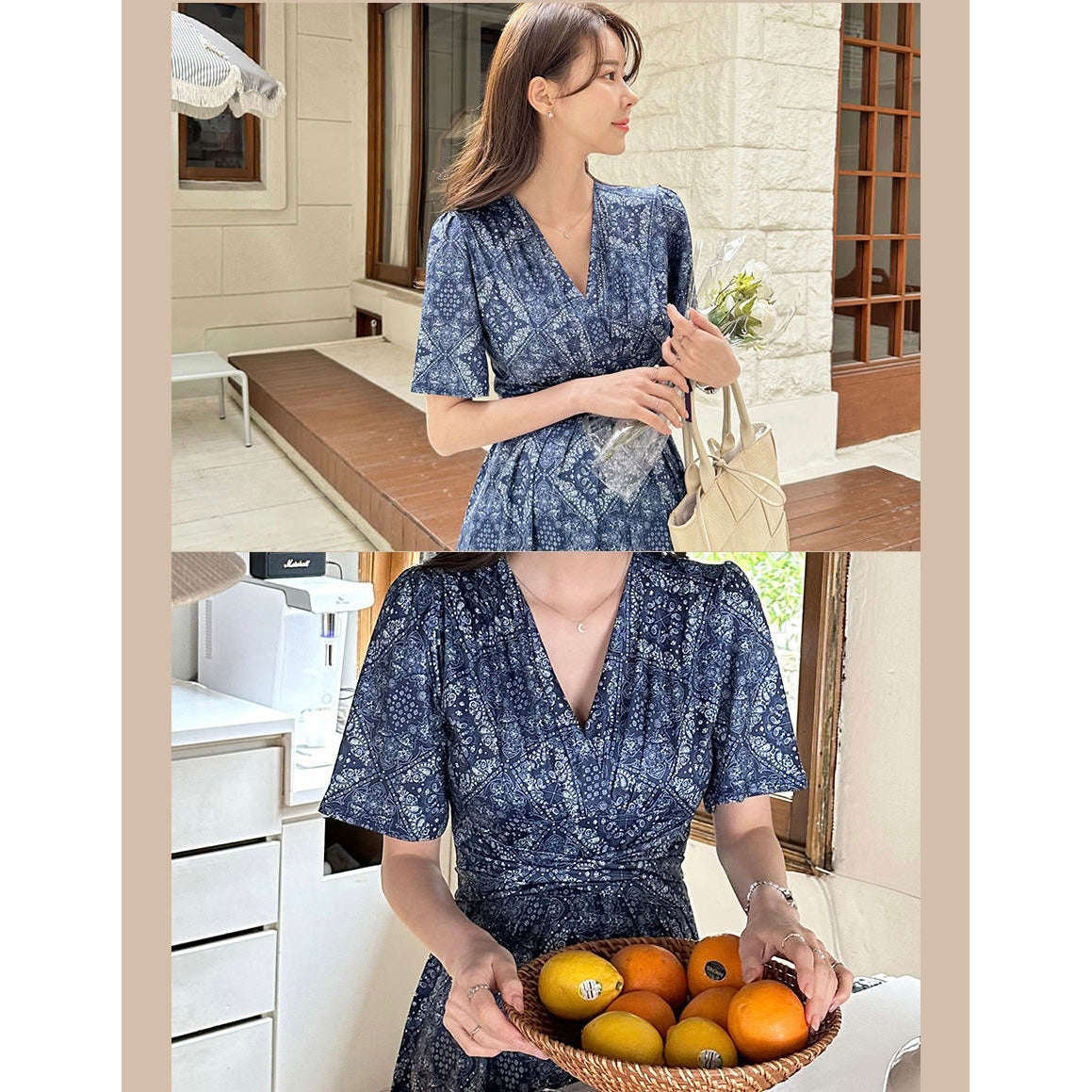 MUMMY.cc:孕婦民族風裹式綁帶連身裙