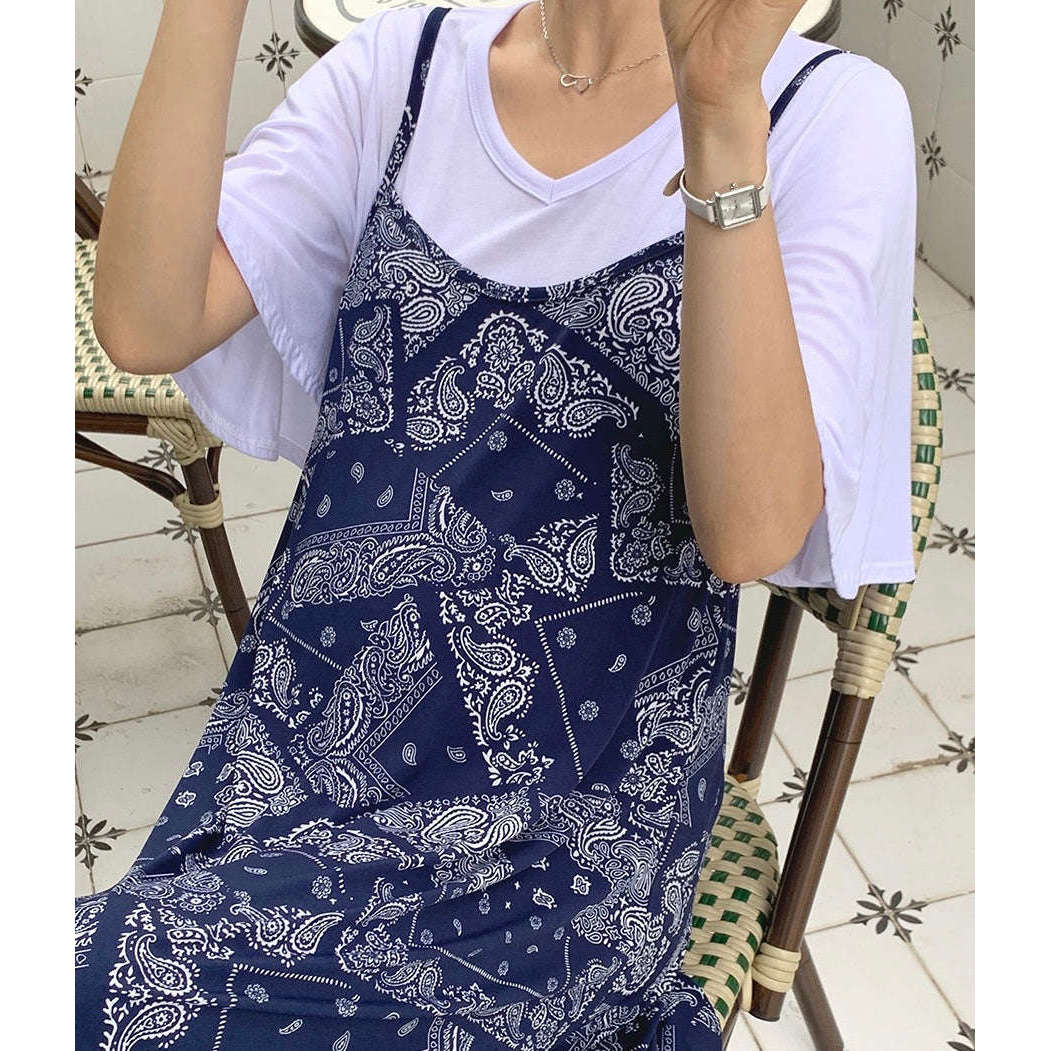 MUMMY.cc:孕婦民族風涼爽吊帶連身裙