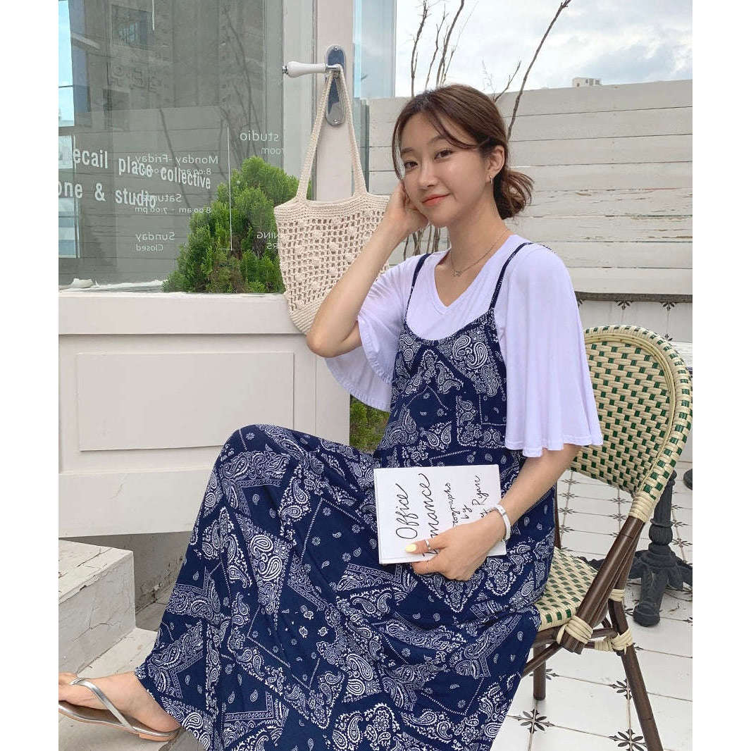 MUMMY.cc:孕婦民族風涼爽吊帶連身裙