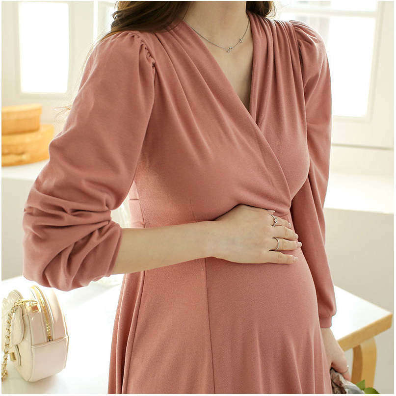 MUMMY.cc:包裹哺乳柔軟綁結孕婦連身裙