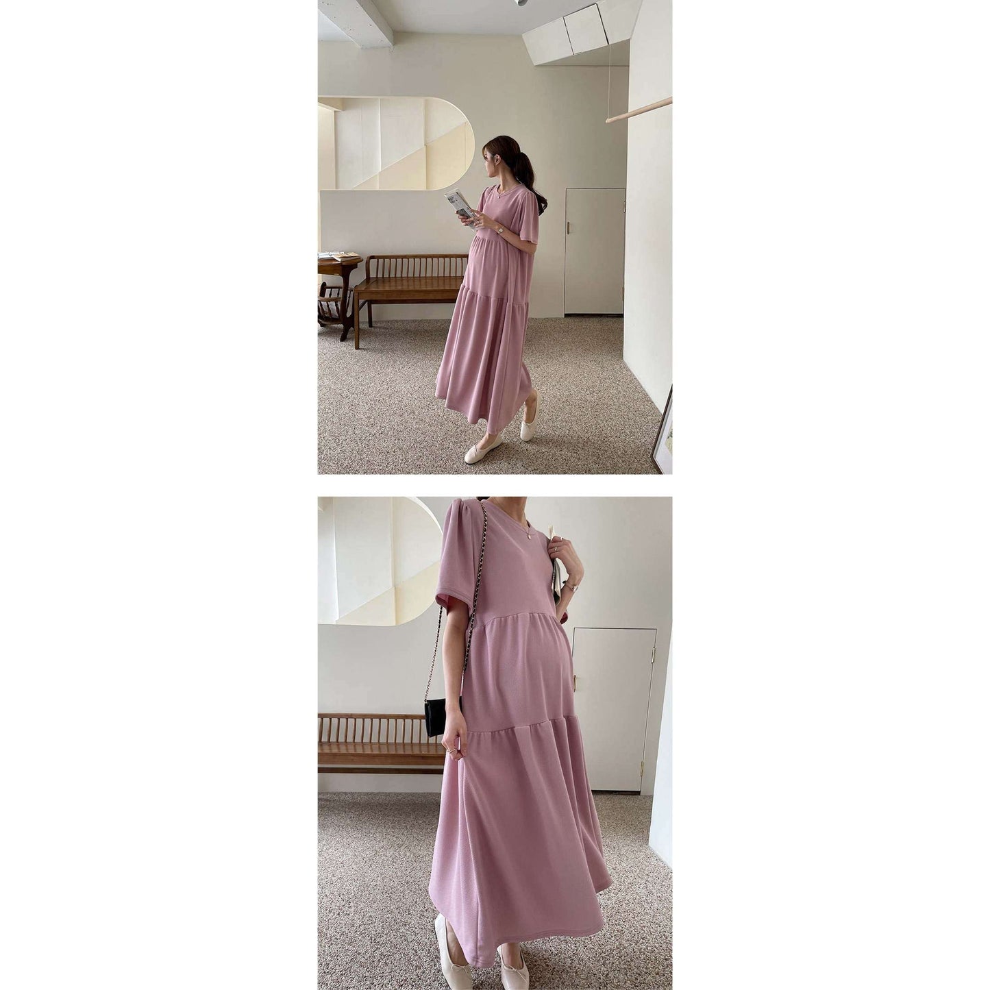 MUMMY.cc:Maternity Layered maxi dress