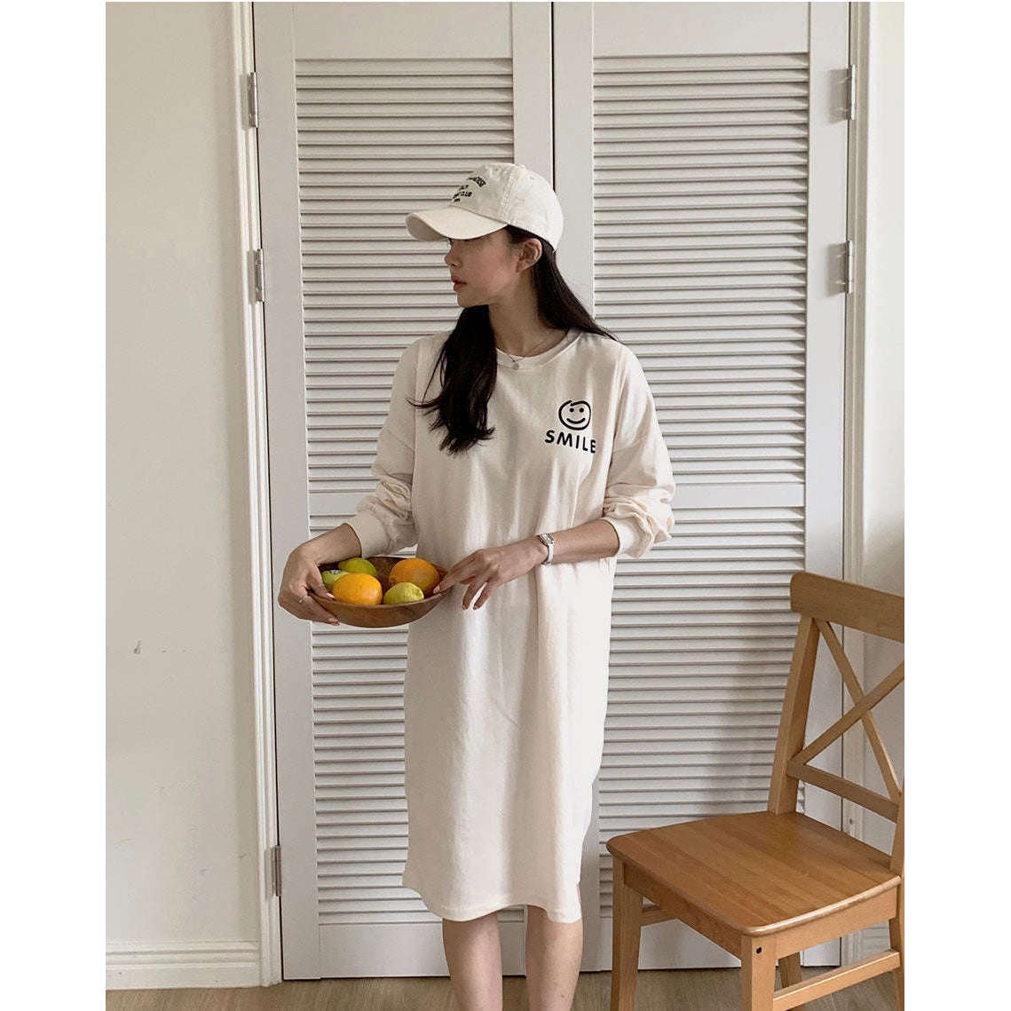 MUMMY.cc:長袖側開哺乳印圖連身裙