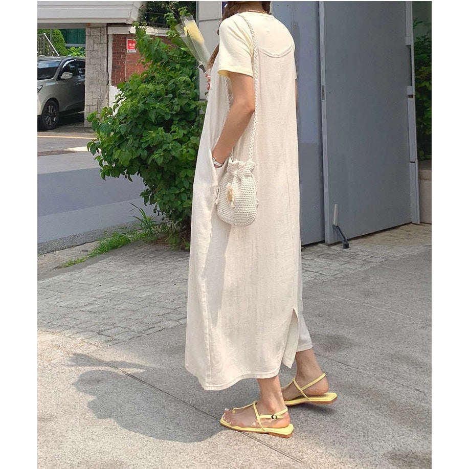 MUMMY.cc:夏日吊帶棉麻透氣連身裙