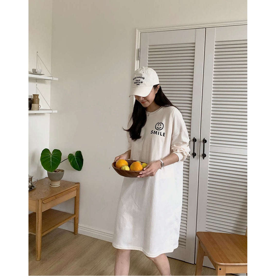 MUMMY.cc:長袖側開哺乳印圖連身裙