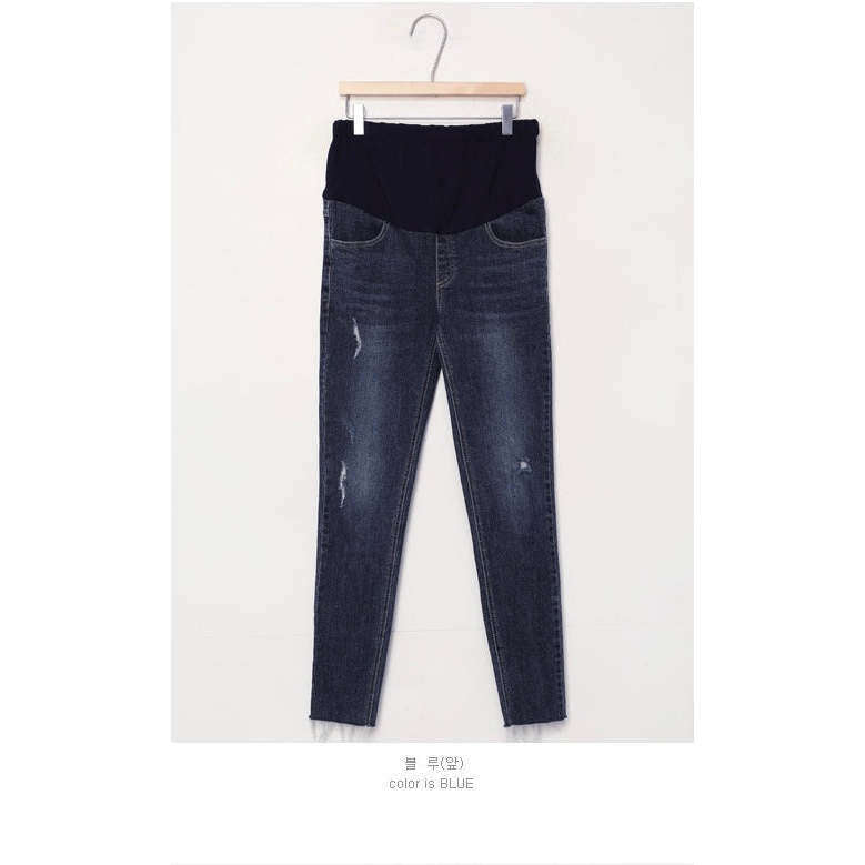 MUMMY.cc:Maternity skinny scratch denim pant