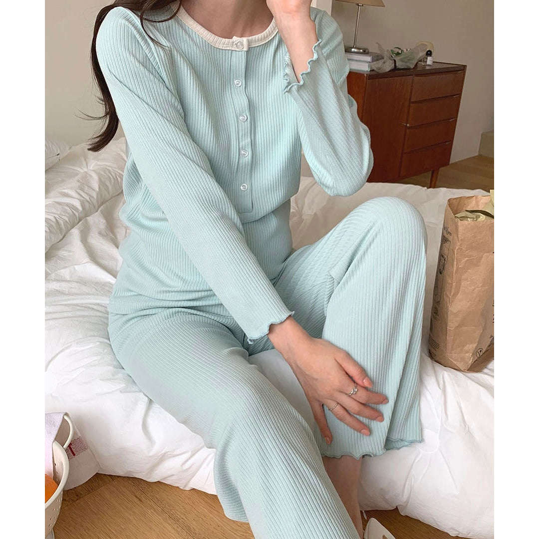 MUMMY.cc:孕婦羅紋花邊哺乳舒適睡衣