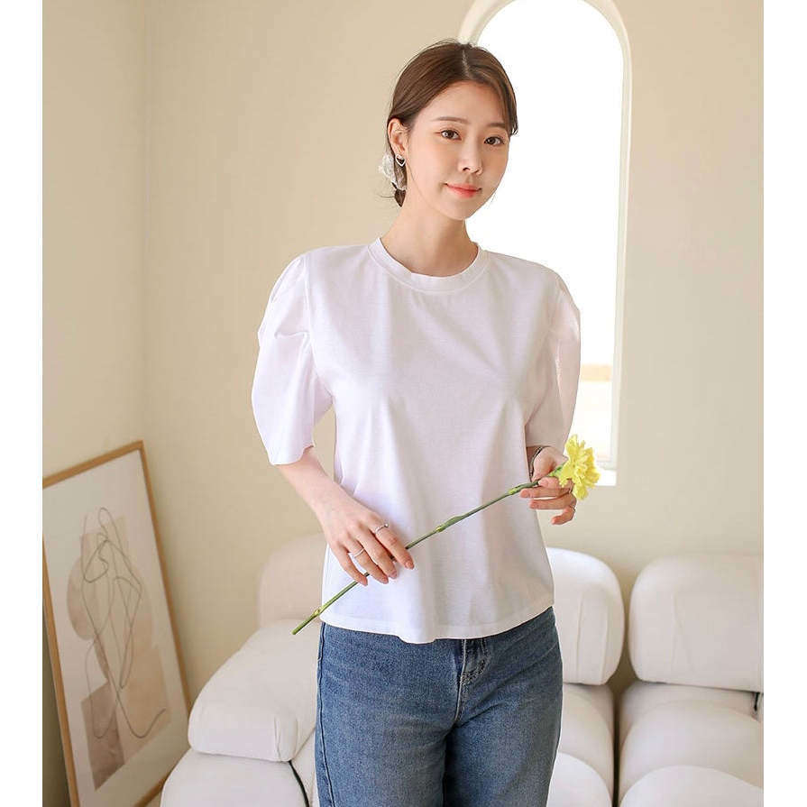 MUMMY.cc:夏款孕婦泡泡袖百搭上衣