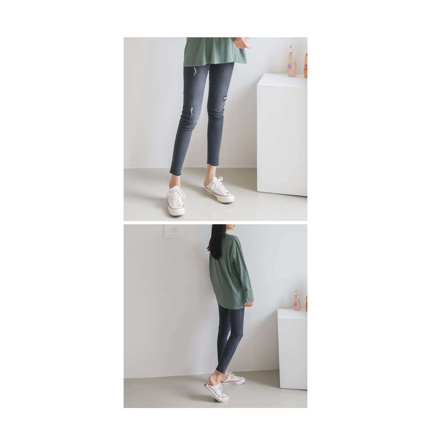 MUMMY.cc:Maternity skinny scratch denim pant