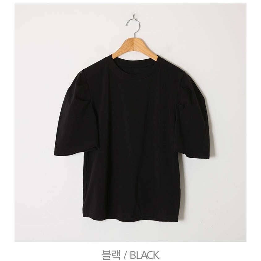 MUMMY.cc:夏款孕婦泡泡袖百搭上衣:Black(現貨)