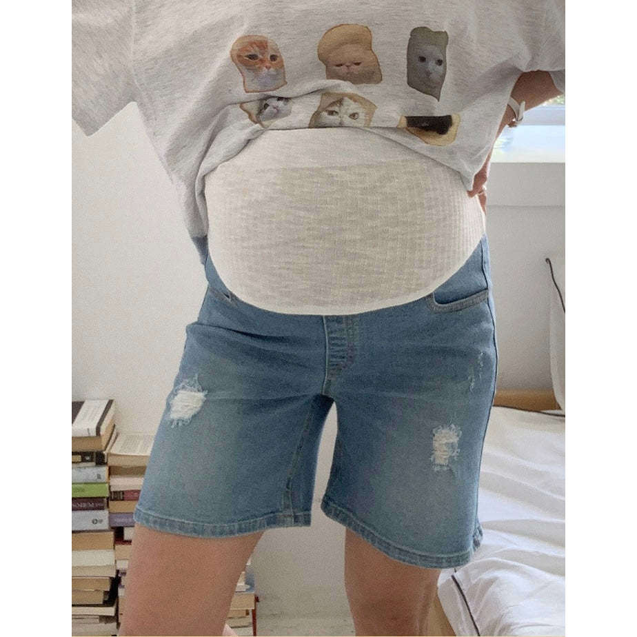 MUMMY.cc:4分長水洗破洞短牛仔褲