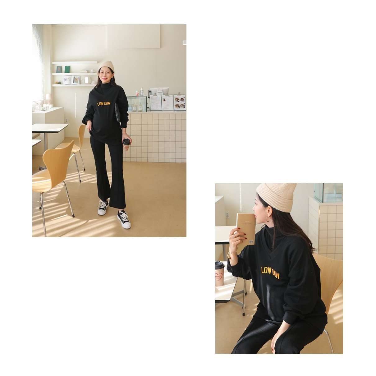 孕婦Slim fit柔軟休閒彈性摺線褲