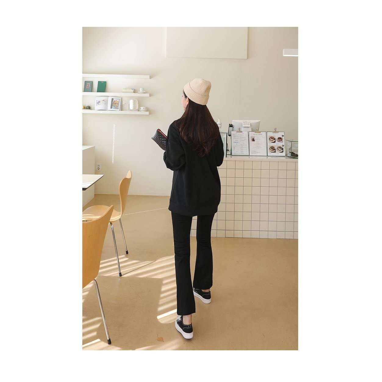 孕婦Slim fit柔軟休閒彈性摺線褲