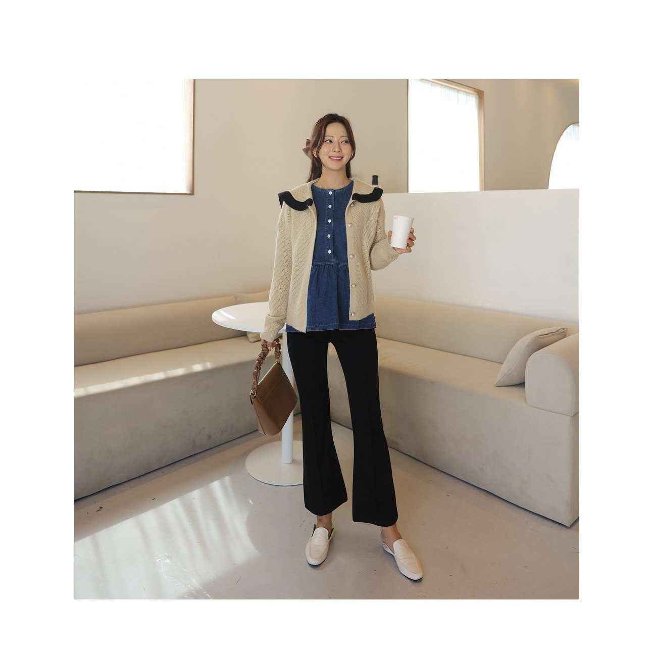 孕婦Slim fit柔軟休閒彈性摺線褲