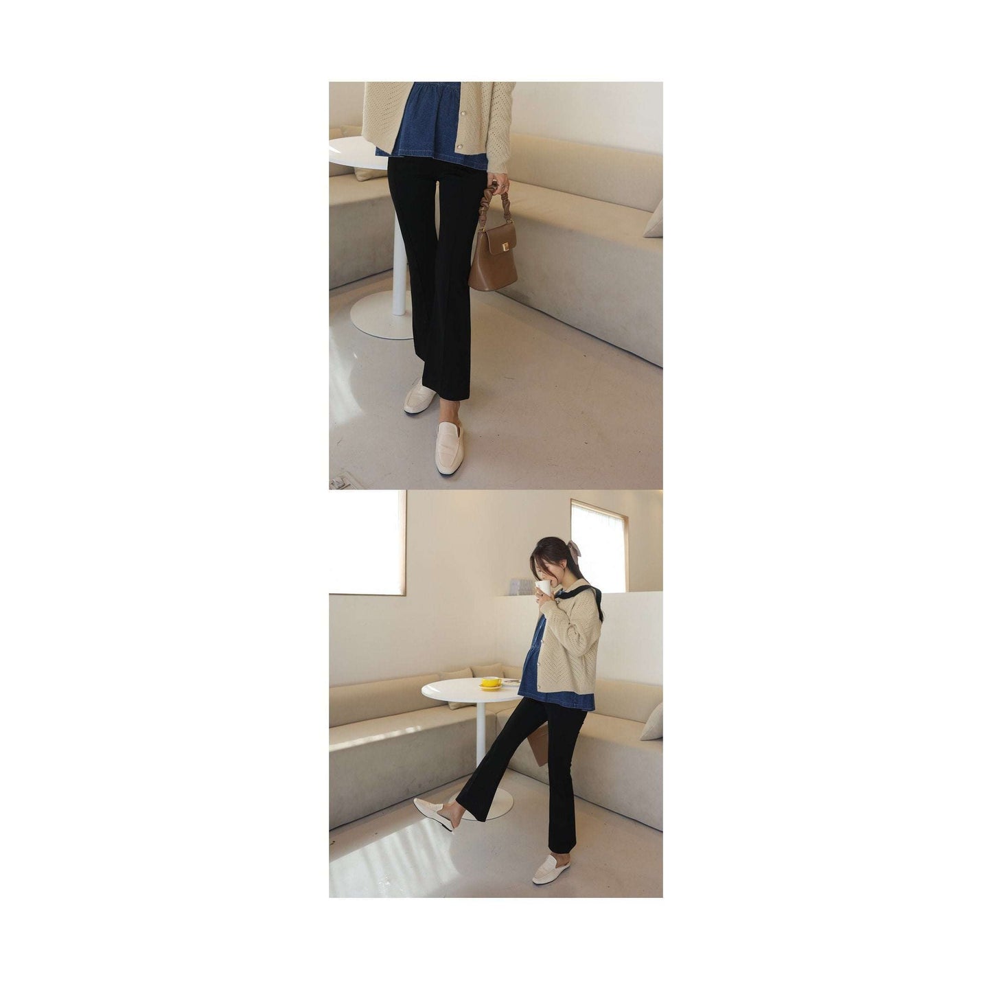 孕婦Slim fit柔軟休閒彈性摺線褲