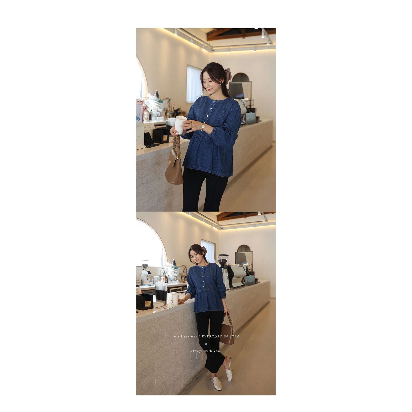 孕婦Slim fit柔軟休閒彈性摺線褲