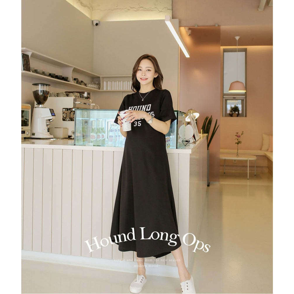MUMMY.cc:simple cotton hound long A-line ops:Black(現貨)