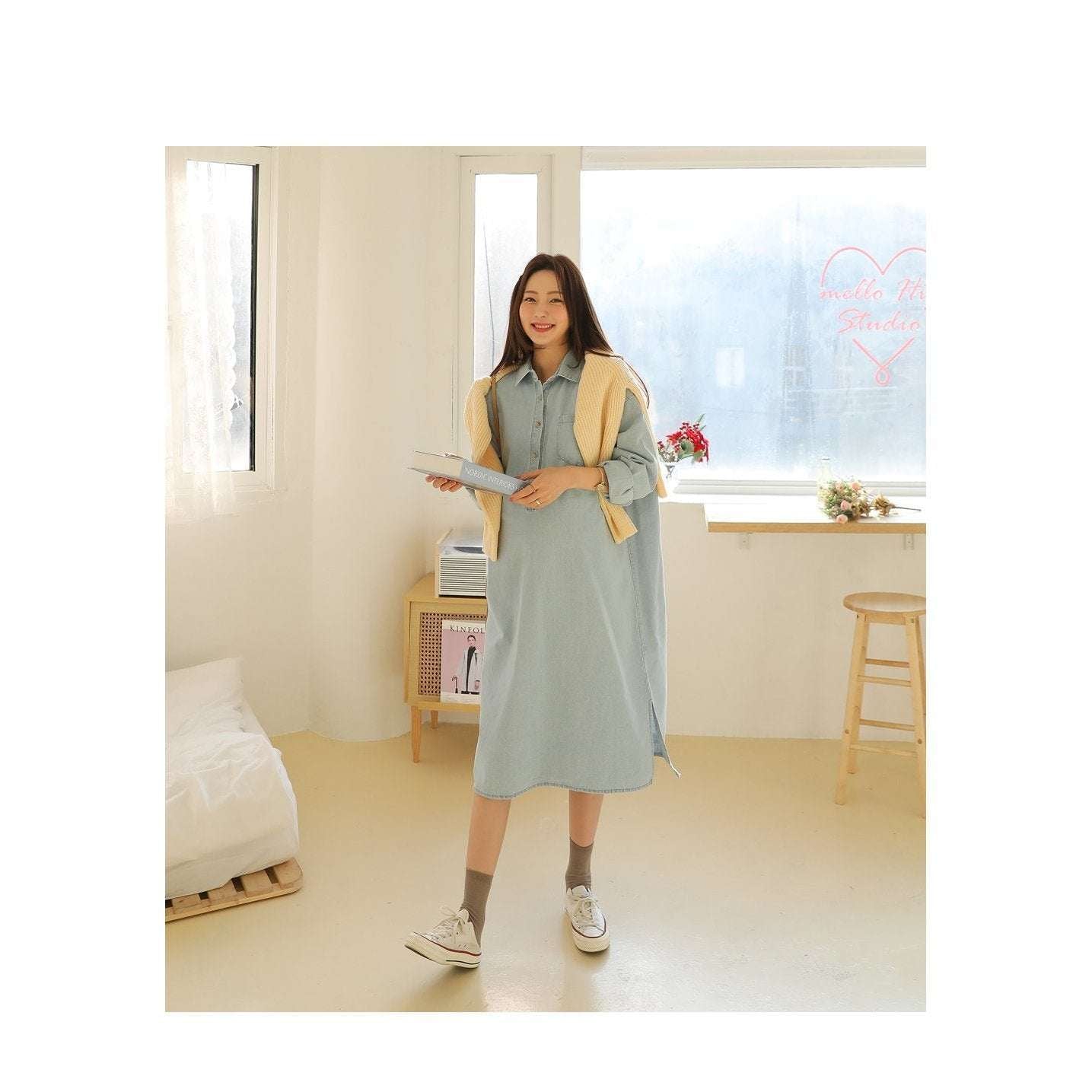 MUMMY.cc:休閒風哺乳牛仔連身裙:Light Denim