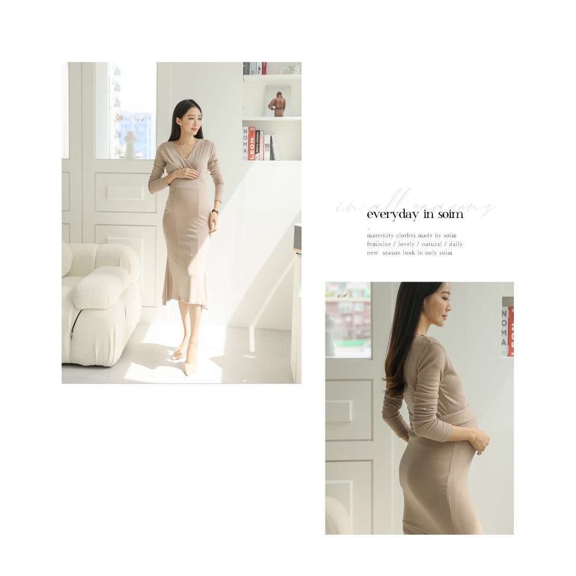 MUMMY.cc:優雅包裹貼身2-way綁帶連身裙(孕早中期)