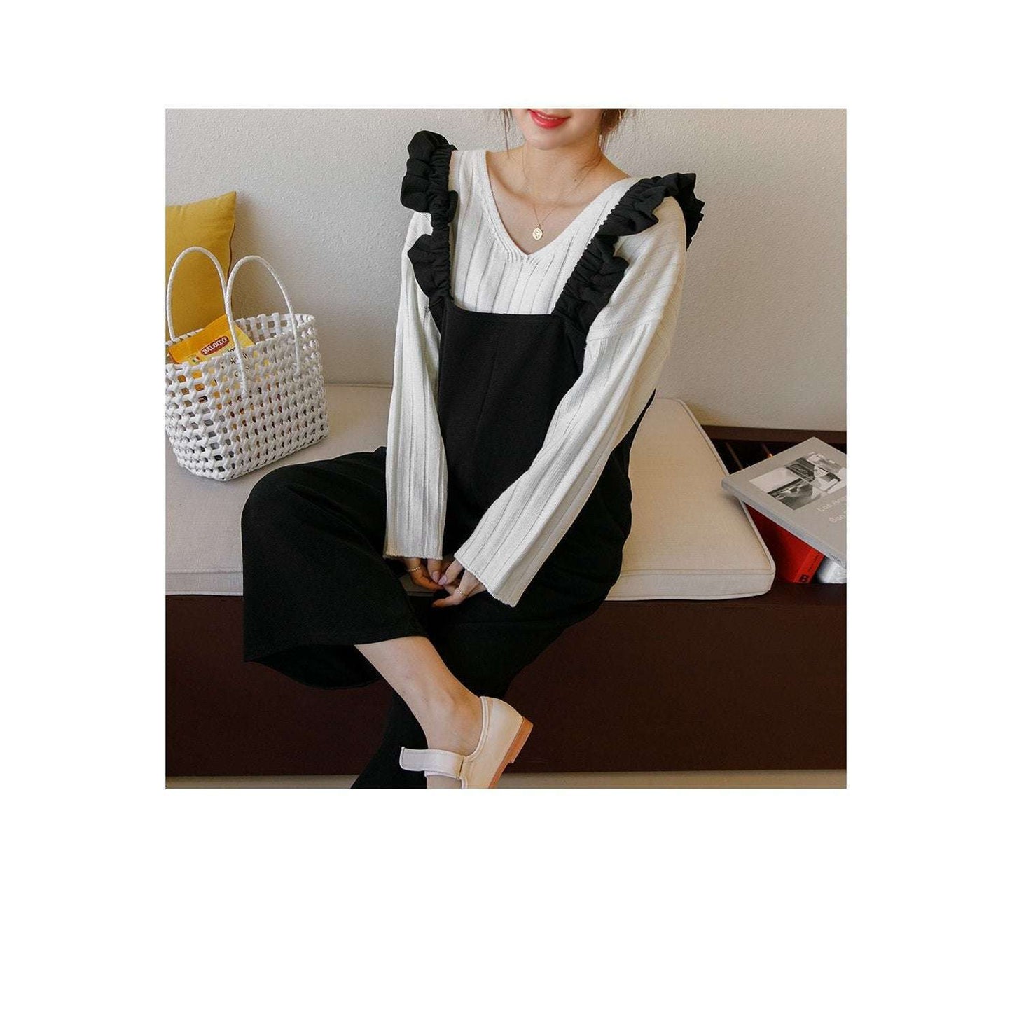 MUMMY.cc:可愛荷葉肩孕婦Jumpsuit