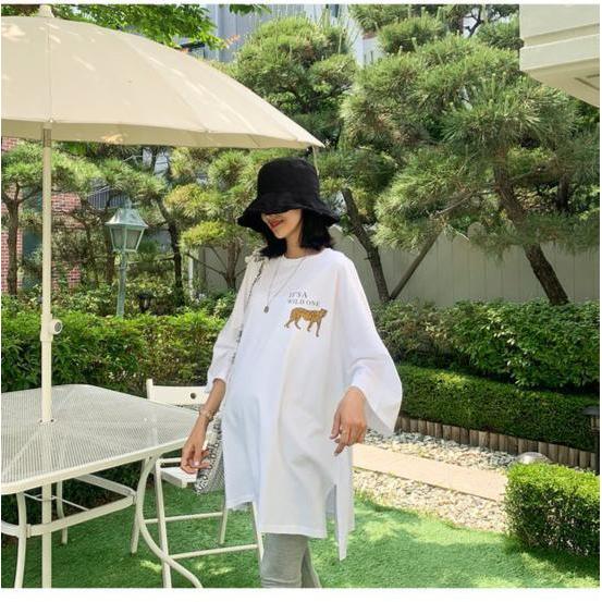 孕婦獵豹印花寬鬆長Tee