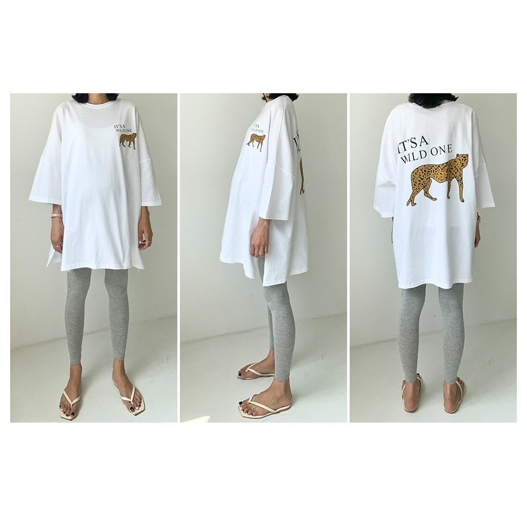 孕婦獵豹印花寬鬆長Tee