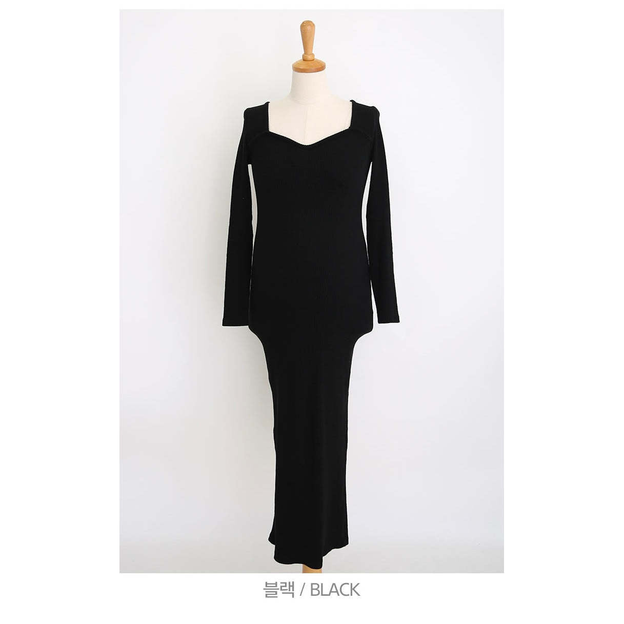 心領羅紋貼身連身裙