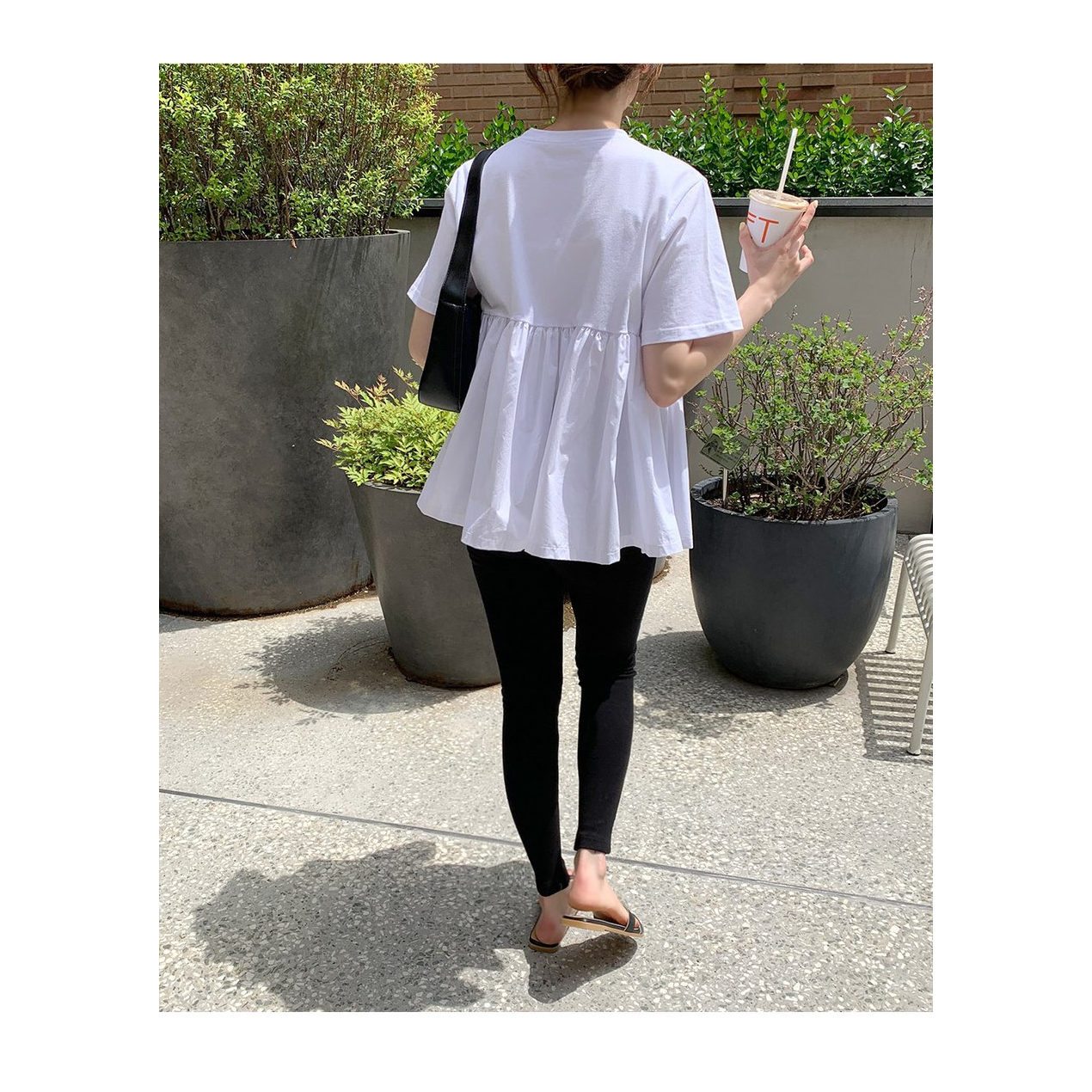 棉質拼接傘型上衣