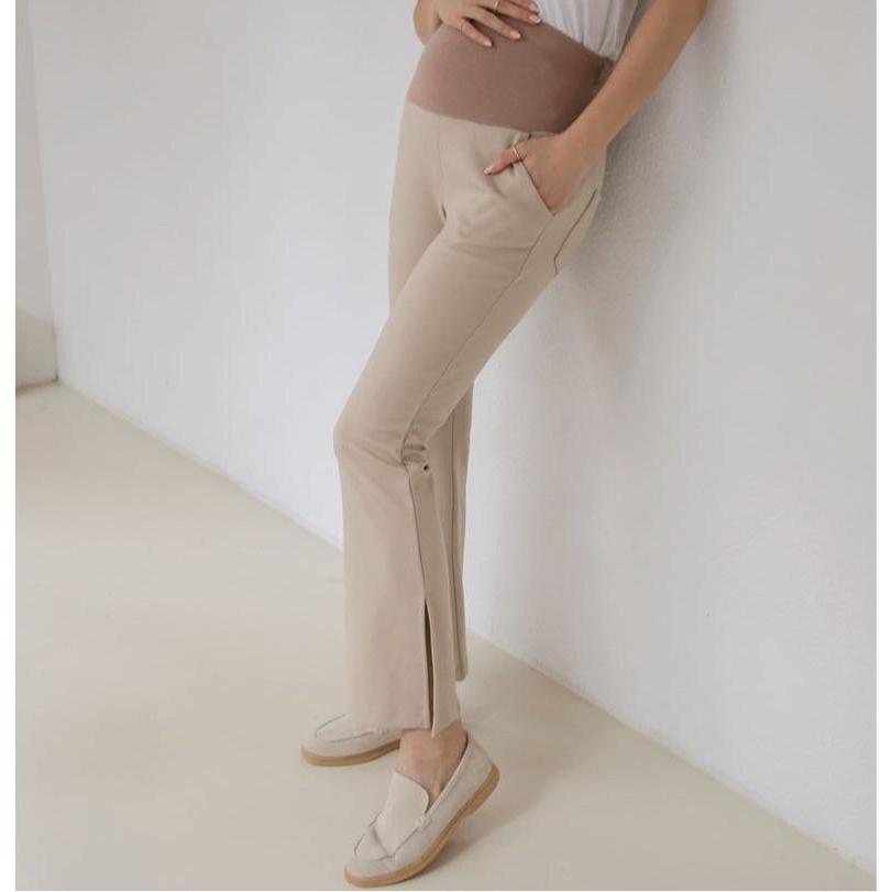 孕婦彈性側開衩Bootcuts褲