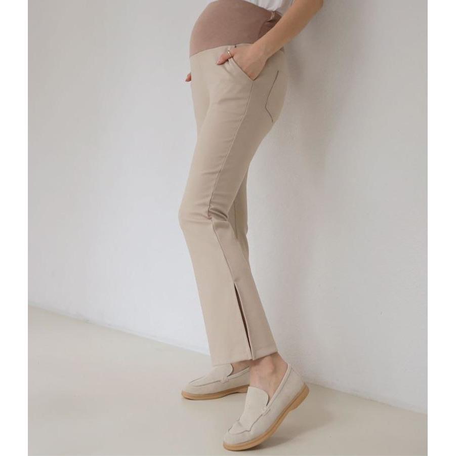 孕婦彈性側開衩Bootcuts褲
