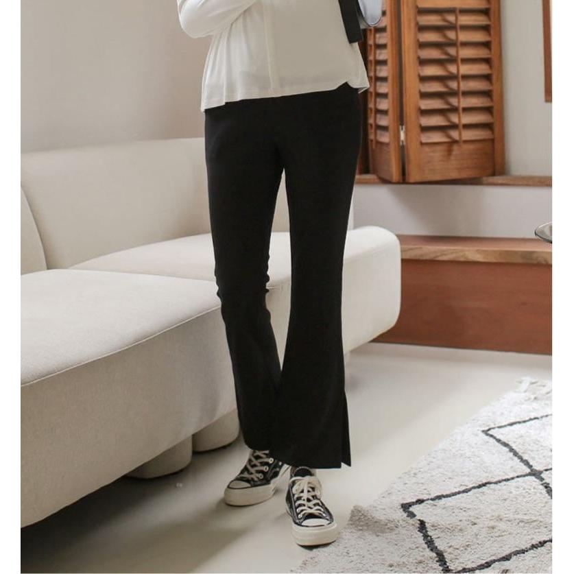 孕婦彈性側開衩Bootcuts褲