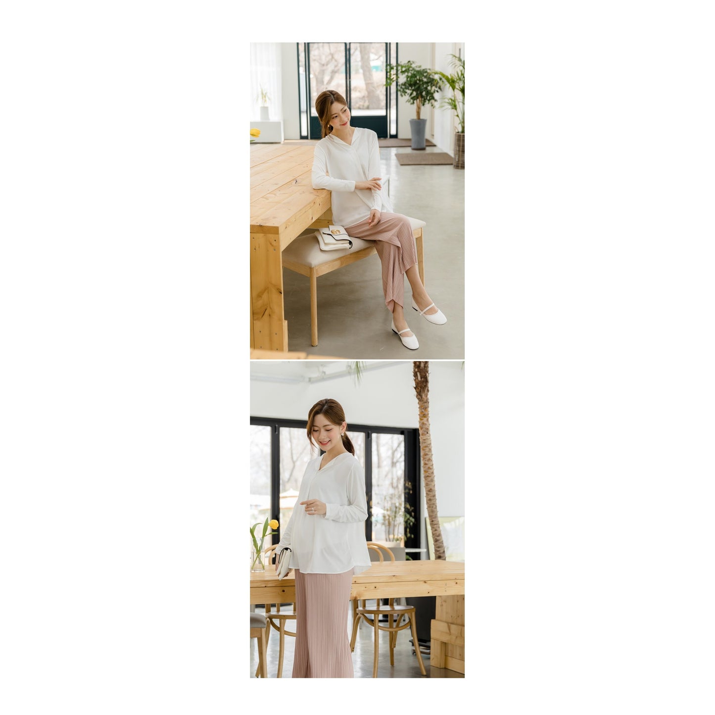 孕婦春夏摺摺輕盈褲