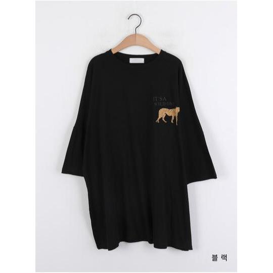 孕婦獵豹印花寬鬆長Tee