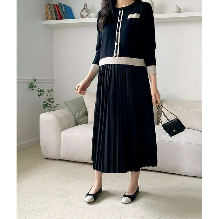 MUMMY.cc:大方斯文孕婦假兩件針織連身裙