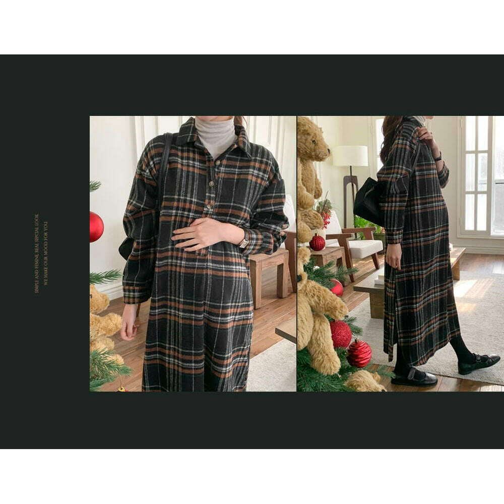 MUMMY.cc:秋冬羊毛混紡格紋連身裙