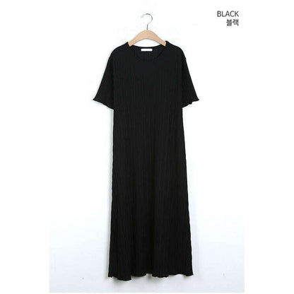 MUMMY.cc:簡約純色花邊連身裙:Black