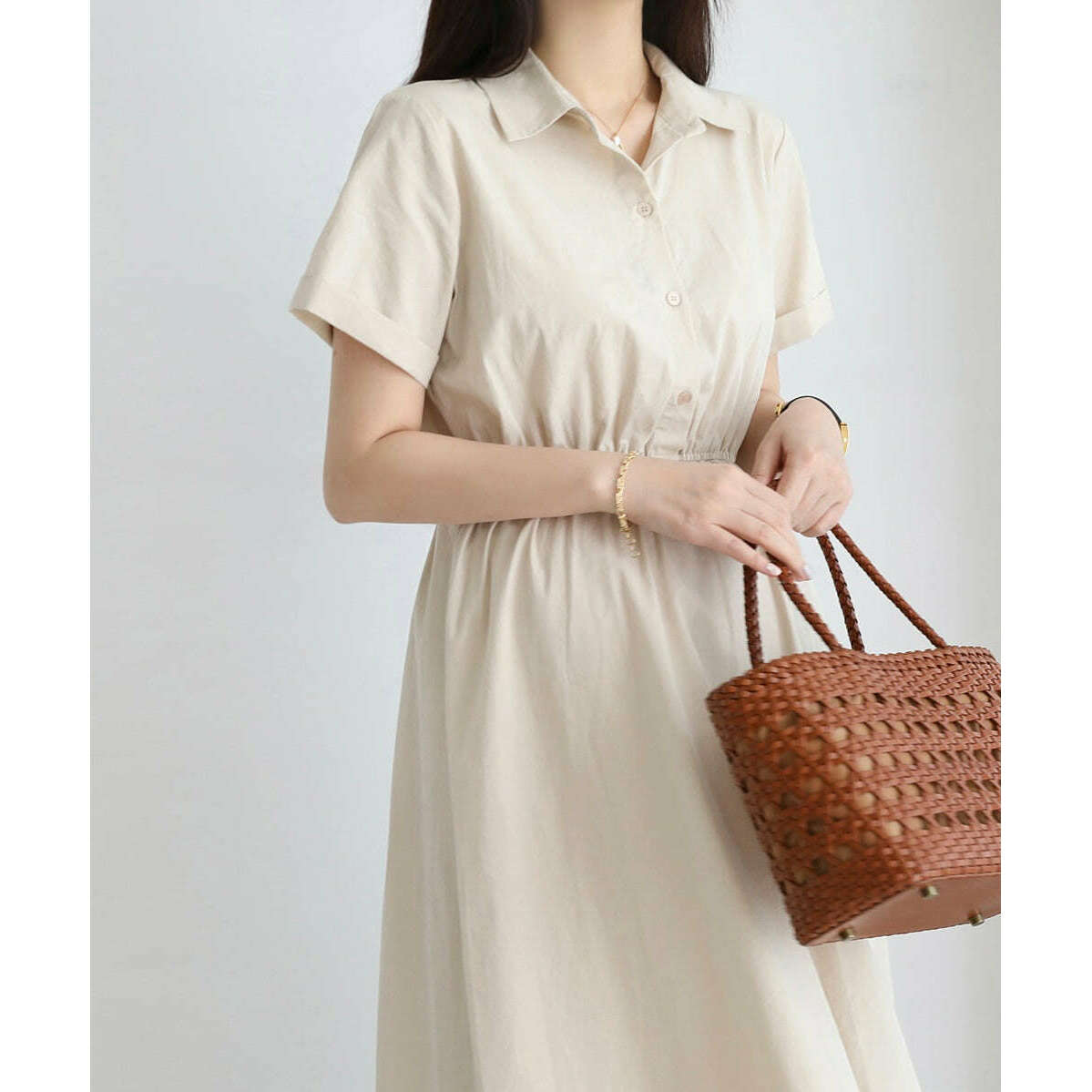 MUMMY.cc:短袖棉質襯衫哺乳連身裙
